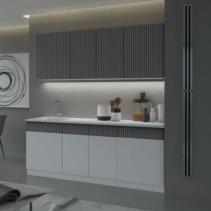 Кухня Оливия NEW 2,0м (490) (Белый снег софт/Графит софт NEW, Белый (Антарес))