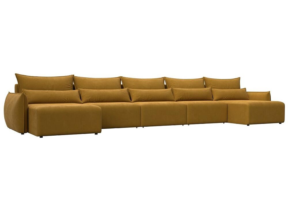 Диван п-образный Лига-051 НПБ МегаЛонг Рогожка Амур 11 зеленый