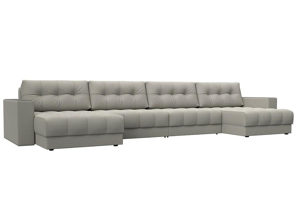 Диван п-образный с декором Лига-049 НПБ Лонг Рогожка Амур 02 бежевый