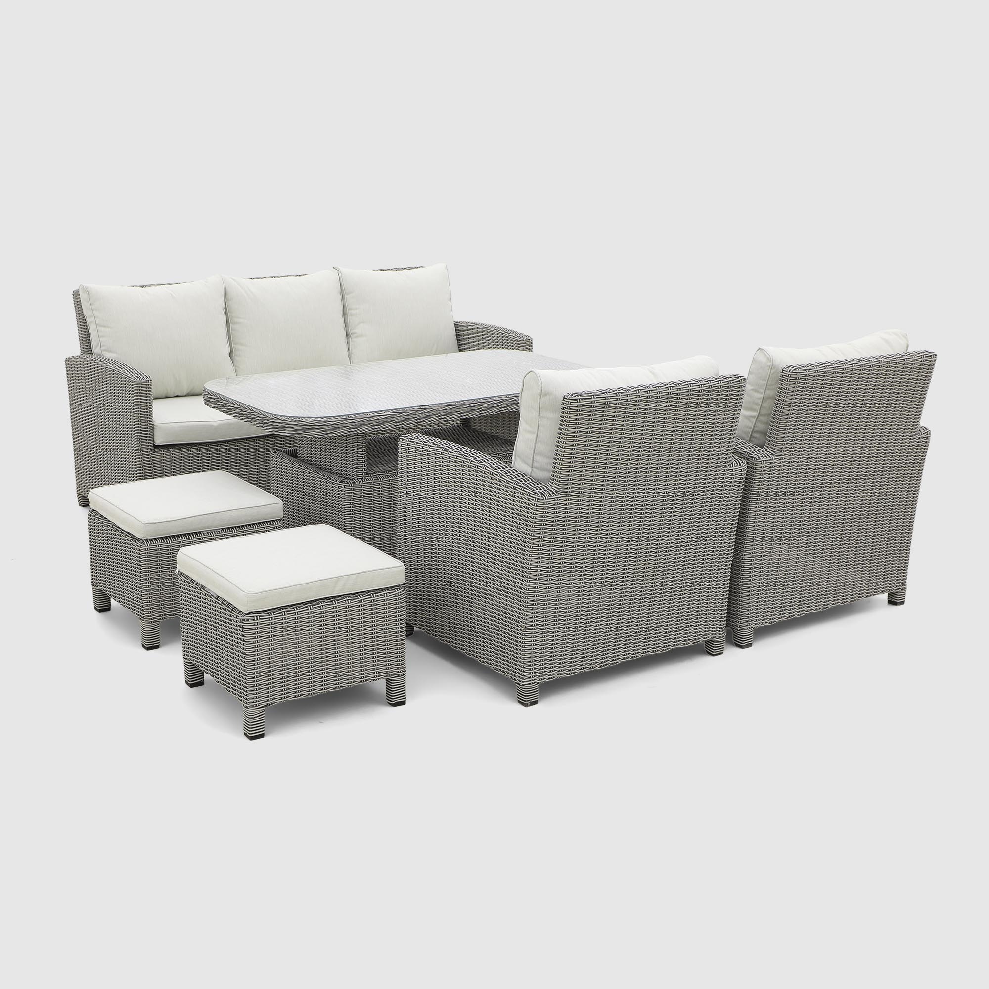 Комплект мебели Yuhang из искусственного ротанга светло-серый с бежевым 6 предметов