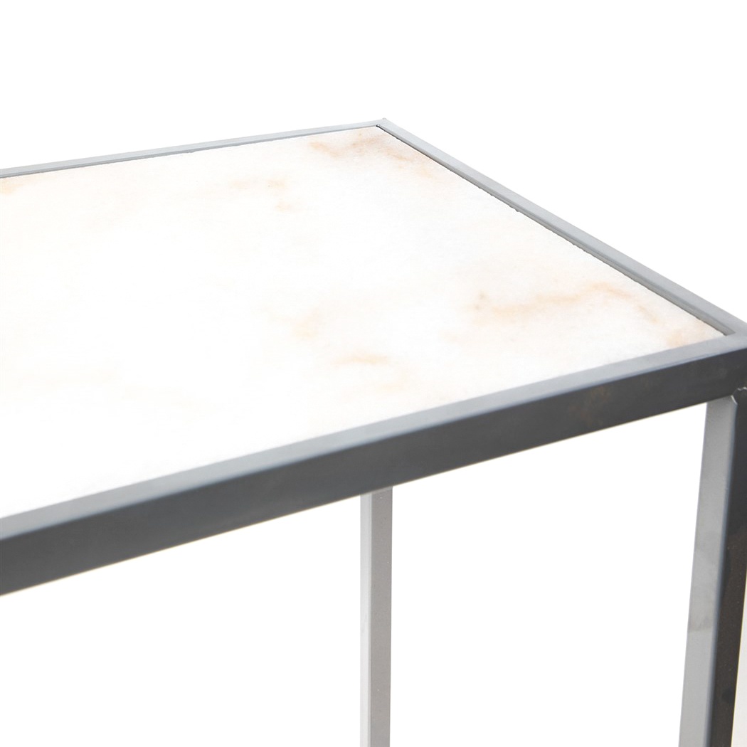 Столик интерьерный с белым мрамором Glasar серебристый 38x38x64 см photo 2