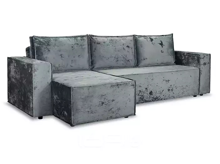 Диван угловой универсальный Лофт Lux Holi gray (велюр) серый Выставочный образец