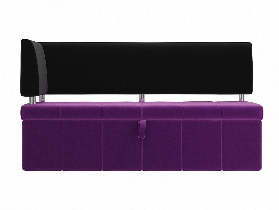 Кухонный угловой диван Стоун Микровельвет Фиолетовый/Чёрный левый угол