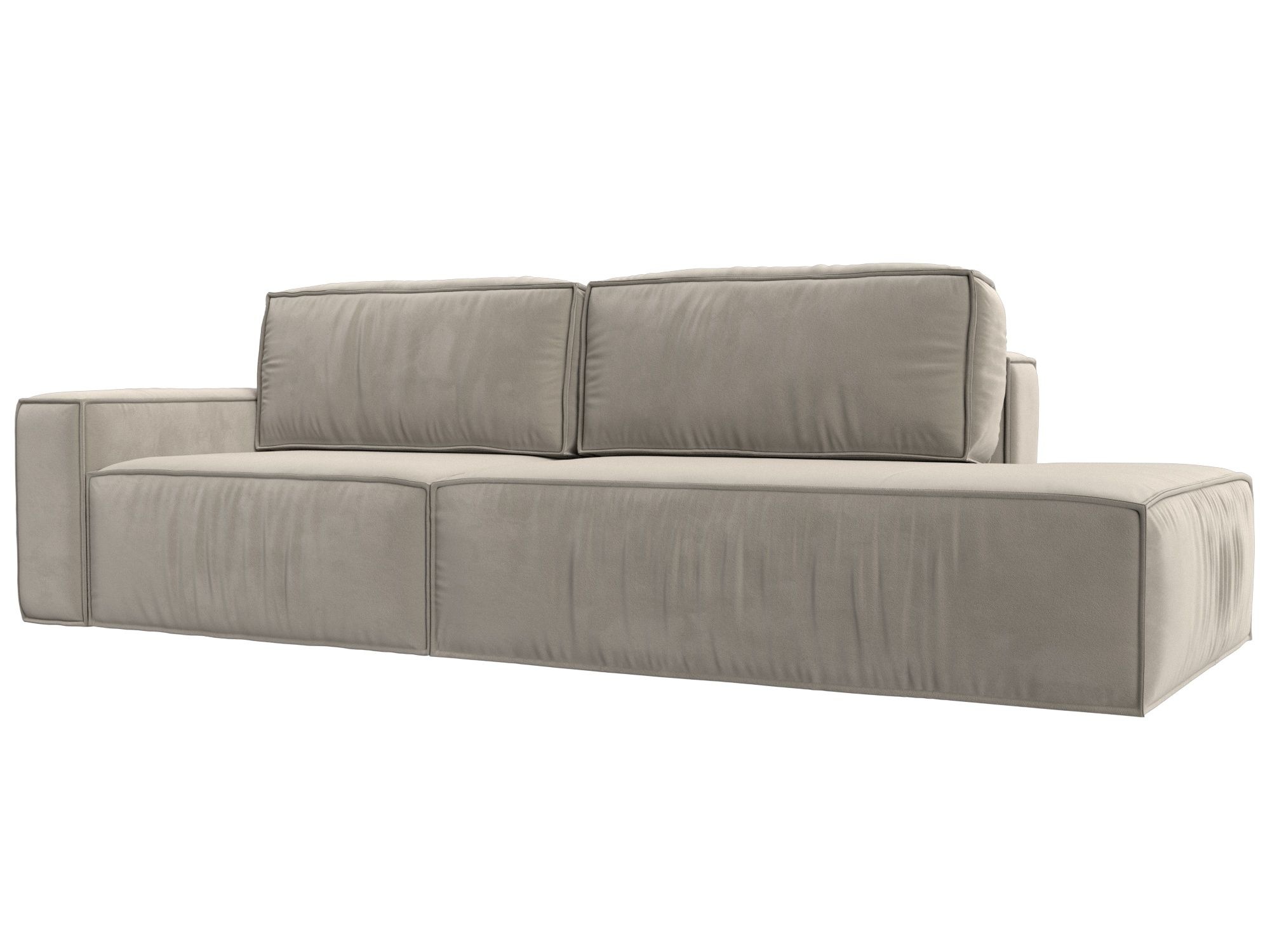 Прямой диван Прага модерн подлокотник слева, микровельвет, сиреневый