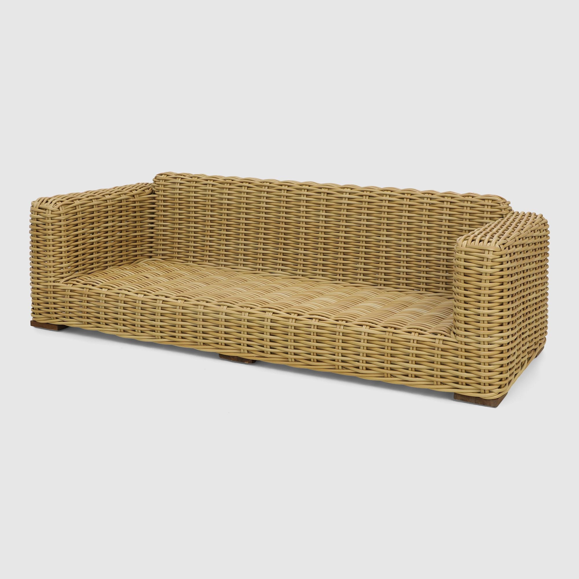 Диван Rattan grand Bubble трёхместный с подушками светло-бежевый с чёрным 240х97х75 см photo 3