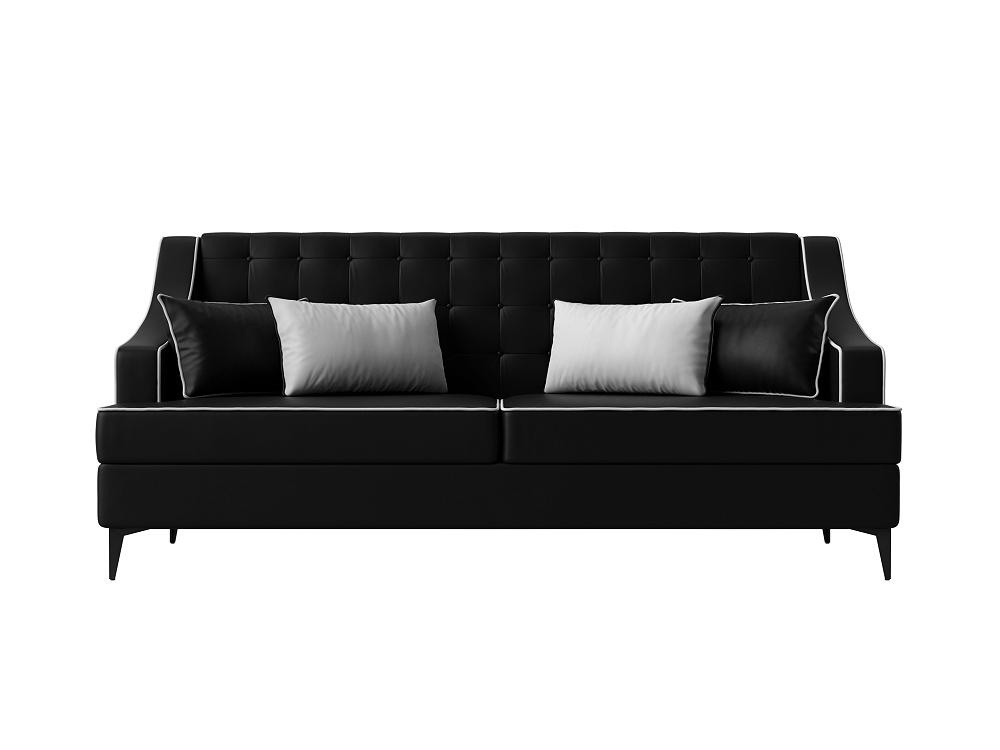 Диван прямой Марк экокожа черный кант белый