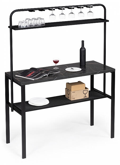 Барный стол Нари 120х50х171 файерстоун / черный матовый