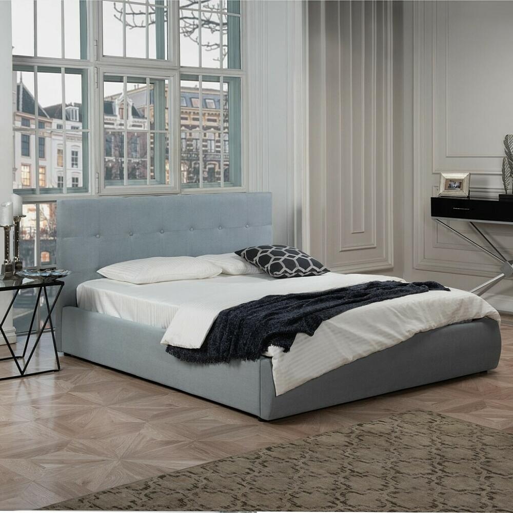 Кровать Селеста велюр серый 1800x2000, ортопедическое основание, изголовье мягкое