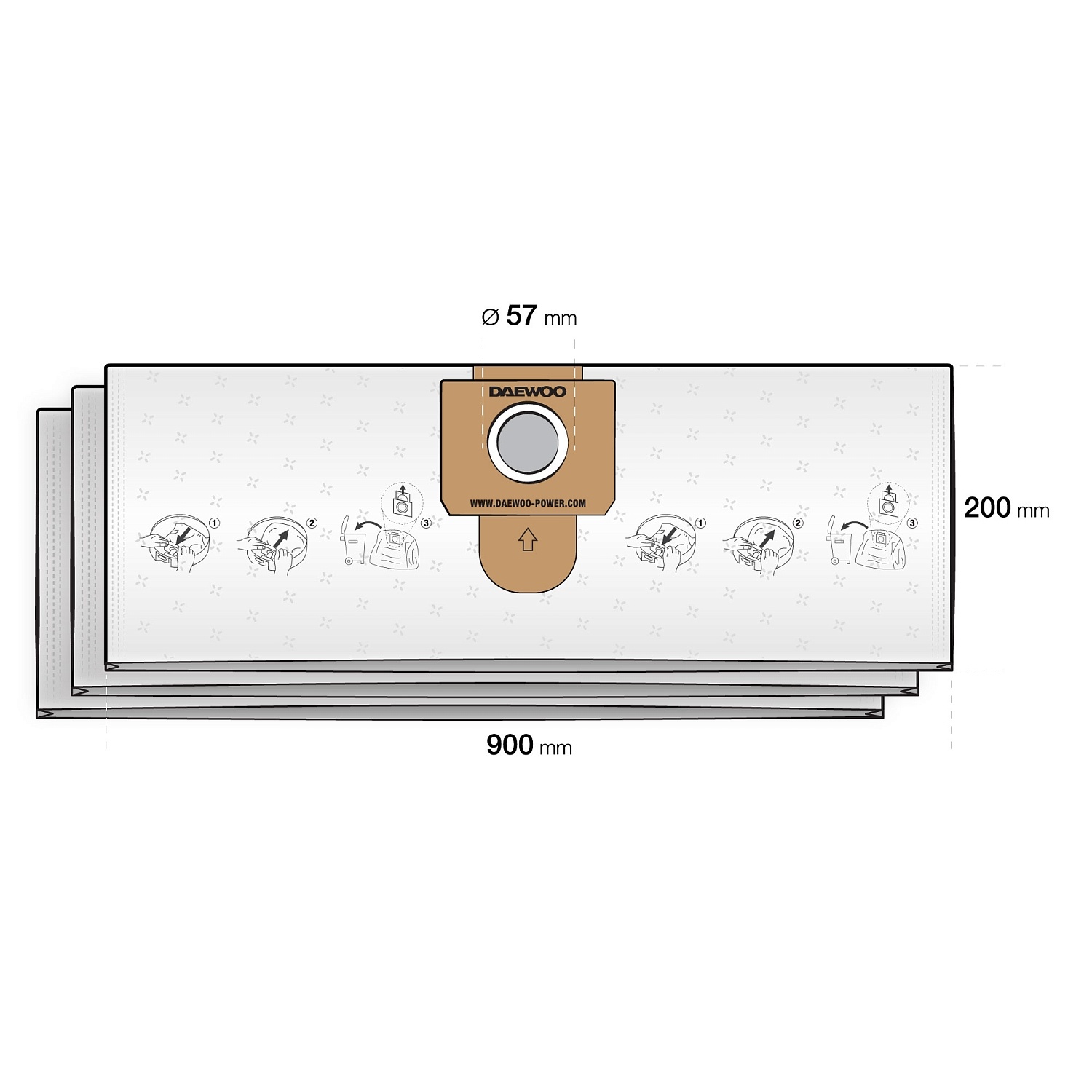 Фильтр-мешки синтетические DAEWOO DAVC 20TBH для пылесосов photo 2