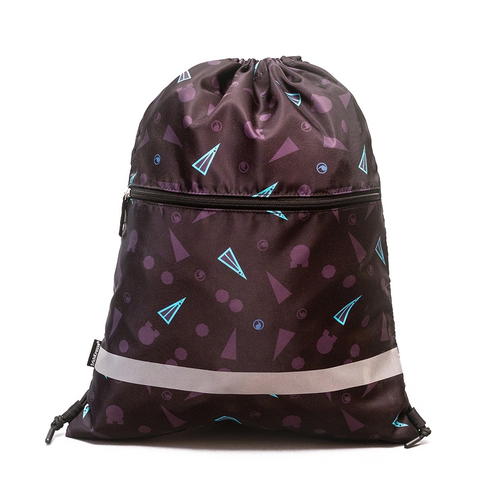 Мешок для обуви Erich Krause Black Style с карманом на молнии 500x410 мм photo 2