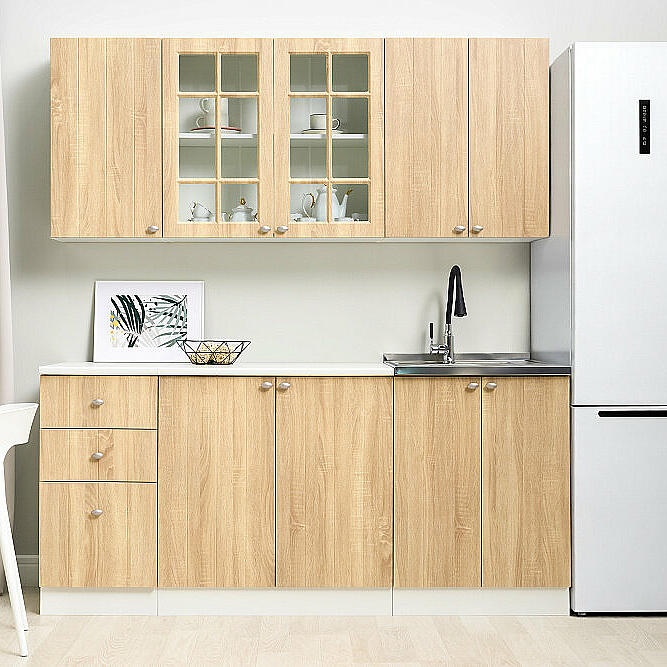 Кухня Техно-1 1,8м (490) (Дуб сонома, Белый (Сонома))