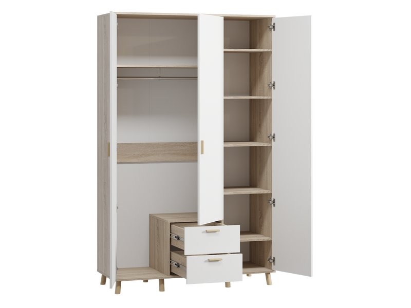 Распашной шкаф Пронто-3-130-210 Дуб Сонома / Белый photo 4