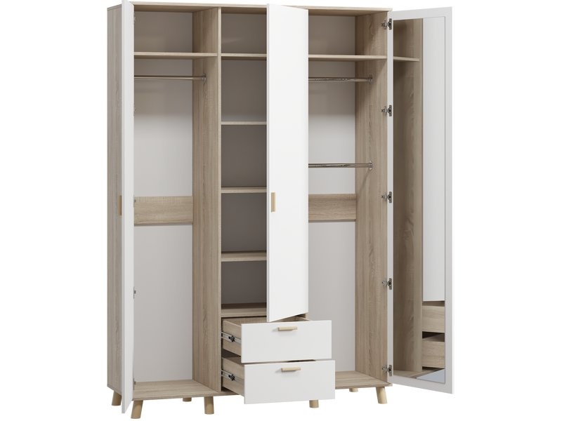 Распашной шкаф Пронто-3-150-220 Дуб Сонома / Белый photo 4