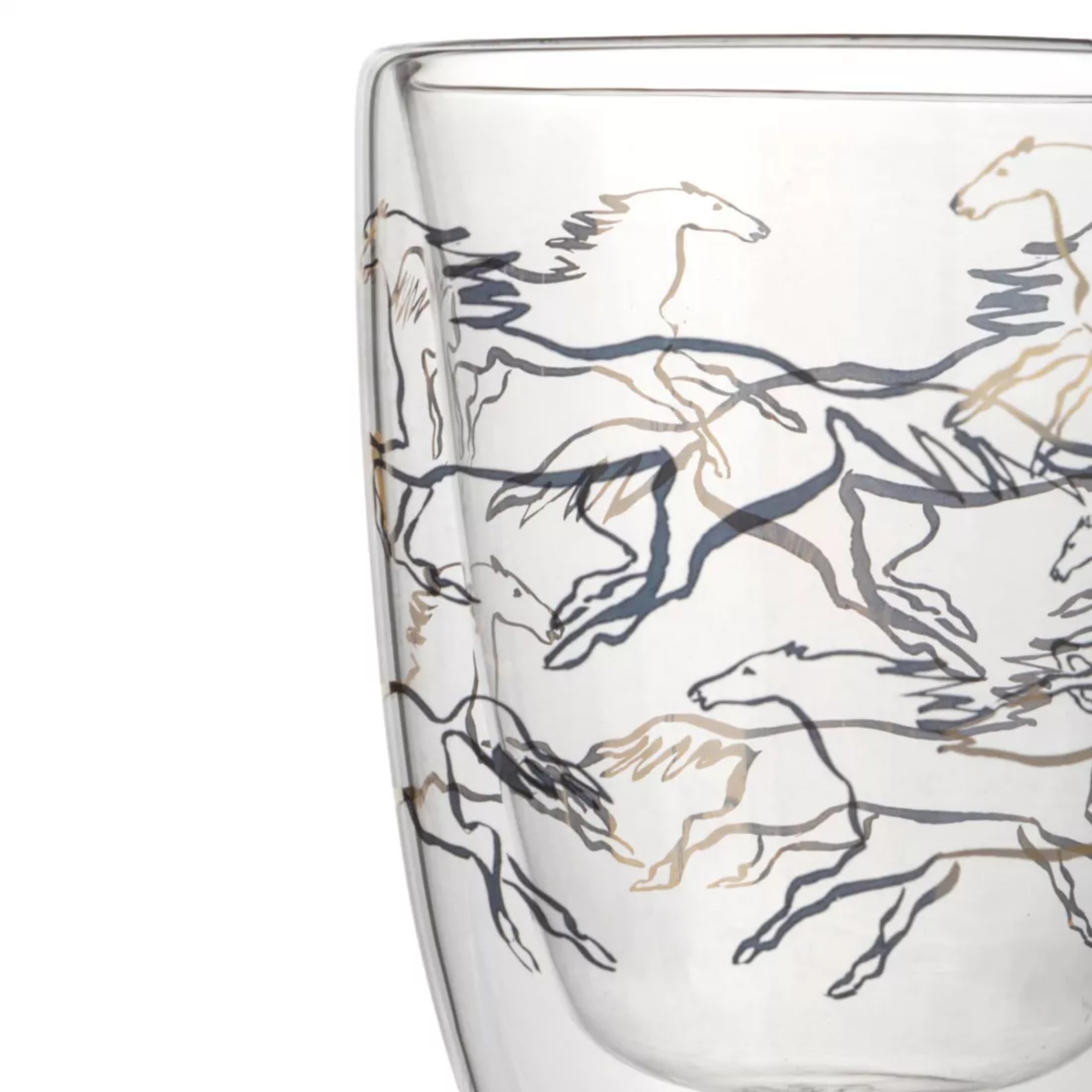 Кружка с двойными стенками Anna Lafarg кони wind-horse 370 мл золотистая photo 2