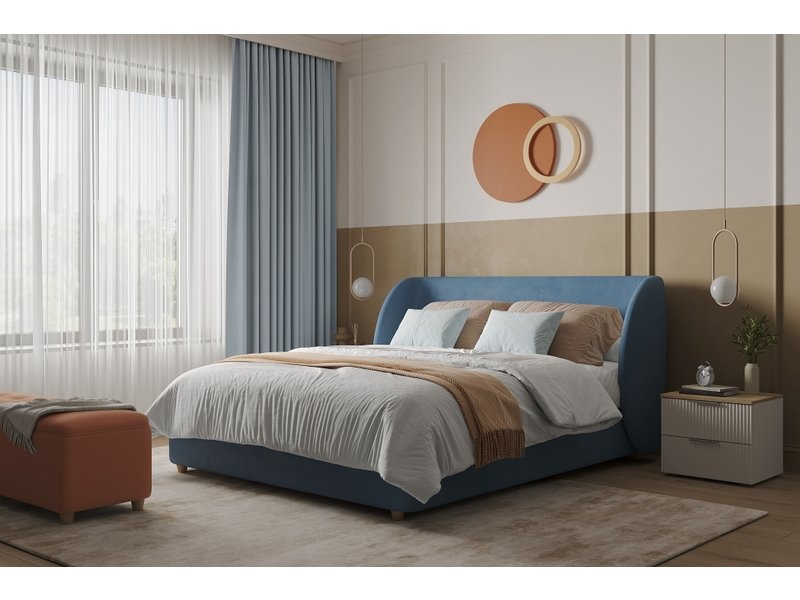 Кровать Юна 160 Barhat Navy Blue photo 2