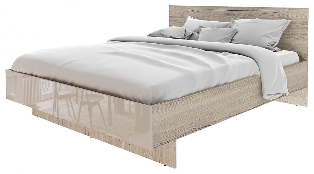 Кровать Лацио без обивки дуб санремо без подъёмного механизма 1600x2000, без ортопедического основания, изголовье жесткое