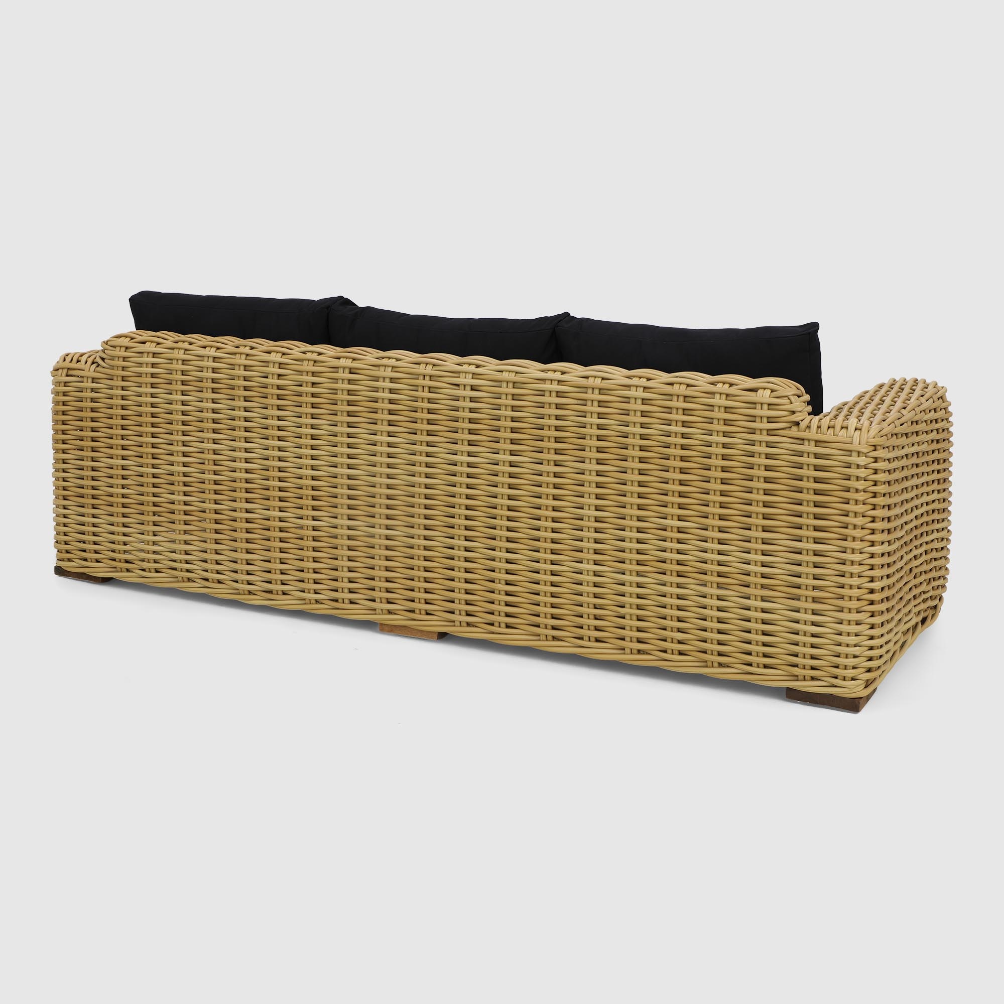 Диван Rattan grand Bubble трёхместный с подушками светло-бежевый с чёрным 240х97х75 см photo 4