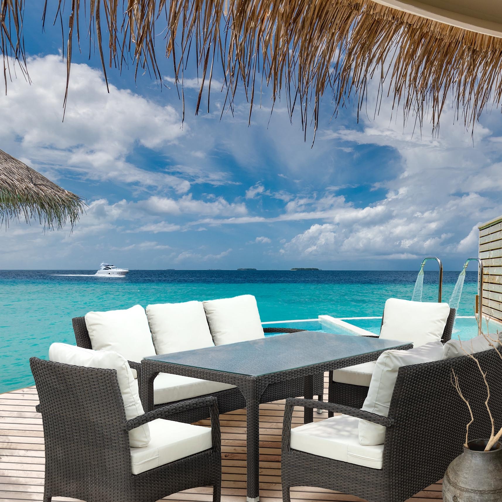 Комплект мебели Ns Rattan Shafran чёрный с белым 5 предметов photo 2