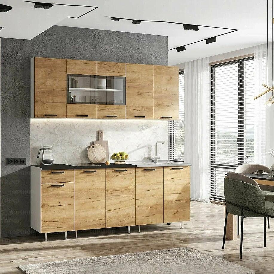 ЛДСП Кухня Рио NEW 1,8м (490) (Дуб Крафт, Белый (Кастилло темный))