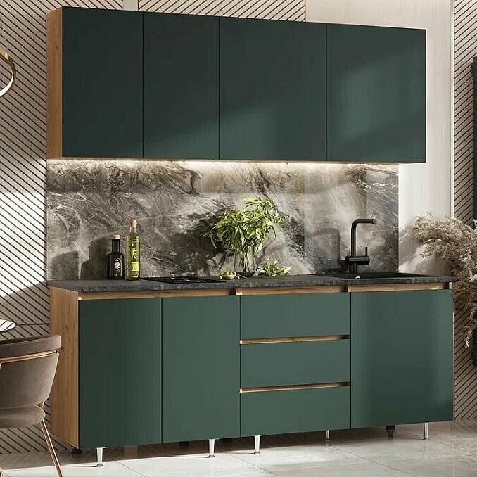 Кухня Челси 2 0 Компановка 2 Изумруд Крафт Кастилло