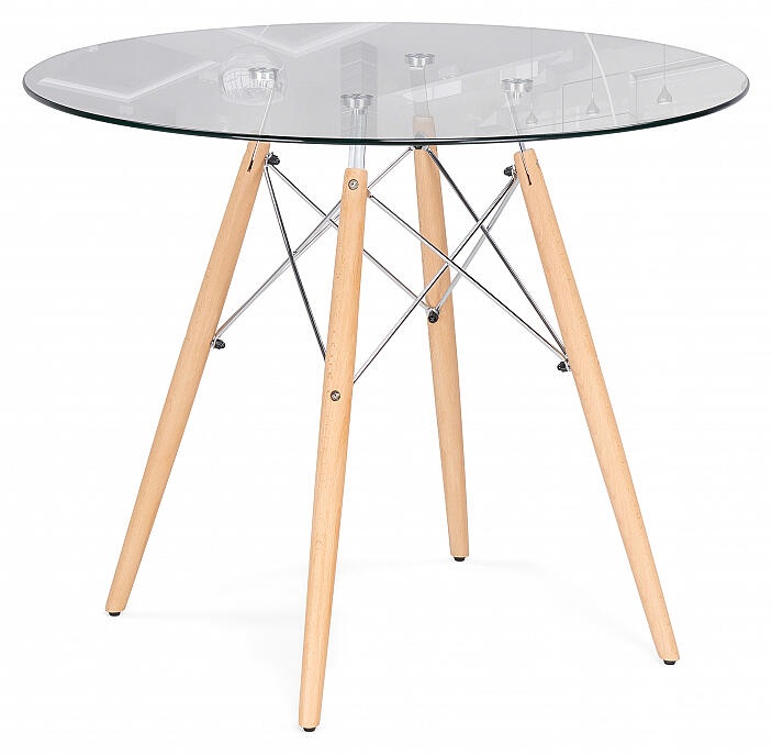 Стол стеклянный PT-151 80х80х76 clear glass / wood