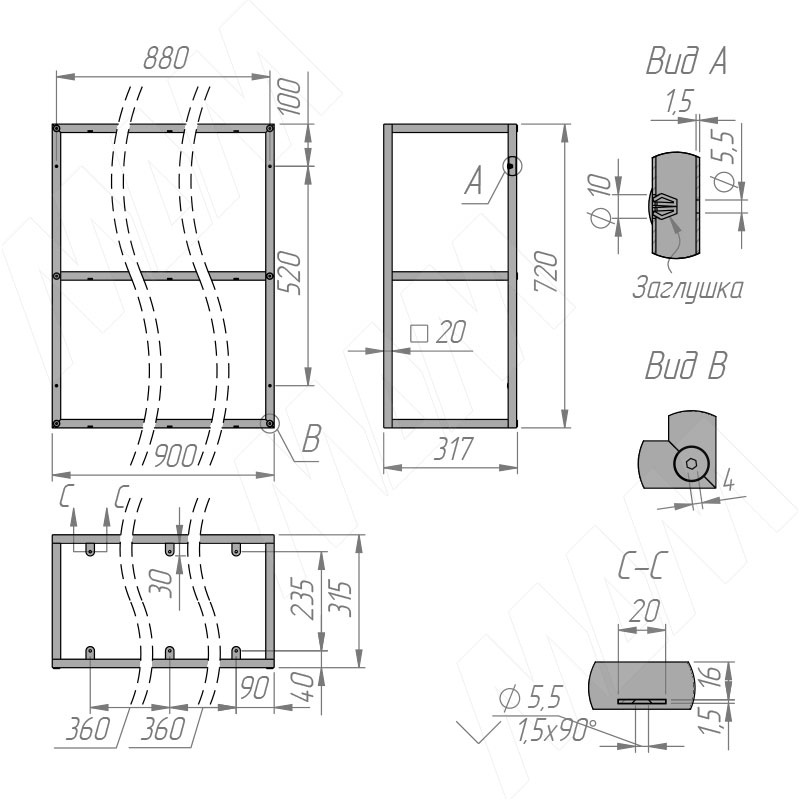 Полки 720Х900Х315 Ral 9005 Mf 08 Blc photo 3