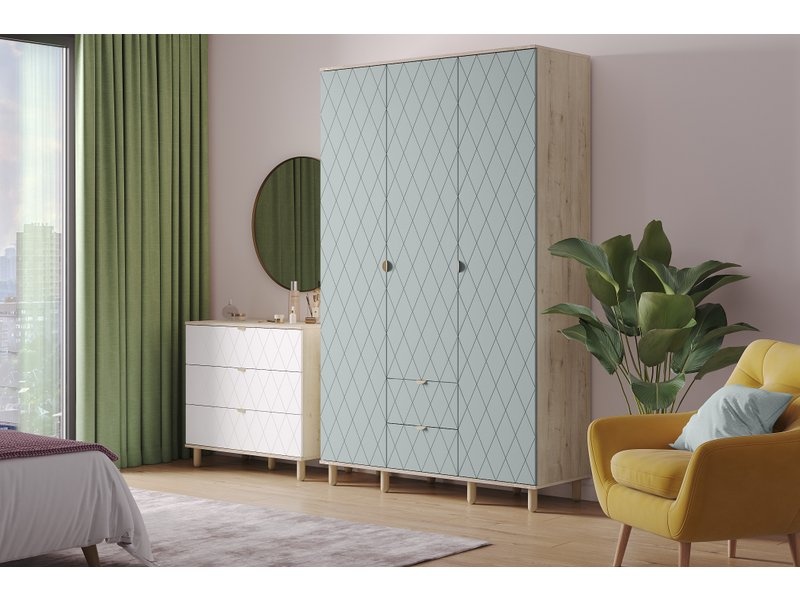 Распашной шкаф Теджонс-3 Diamond Mentol photo 2