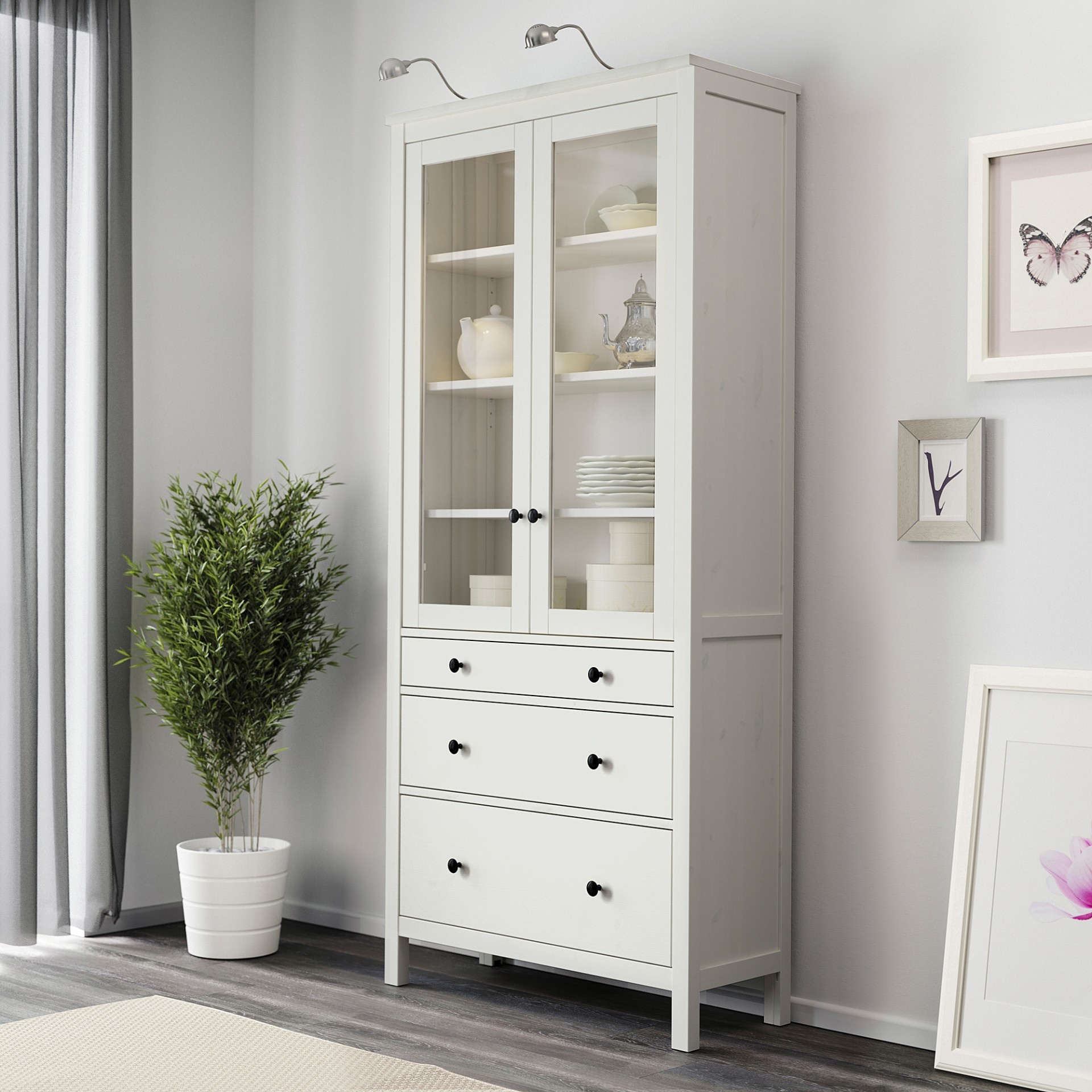 Шкаф Витрина 3 Hemnes Икея photo 2