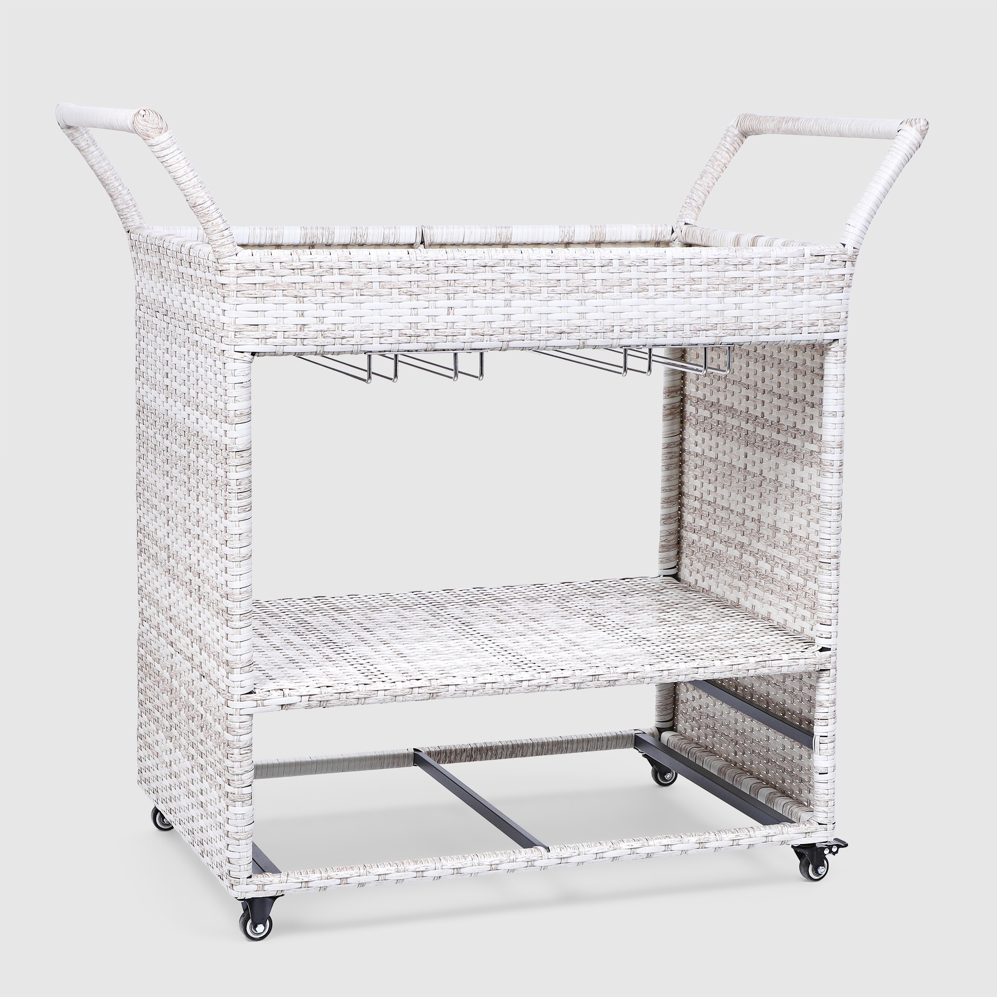 Стол-тележка Yuhang из искусственного ротанга бежевый 100х57х100 см photo 5