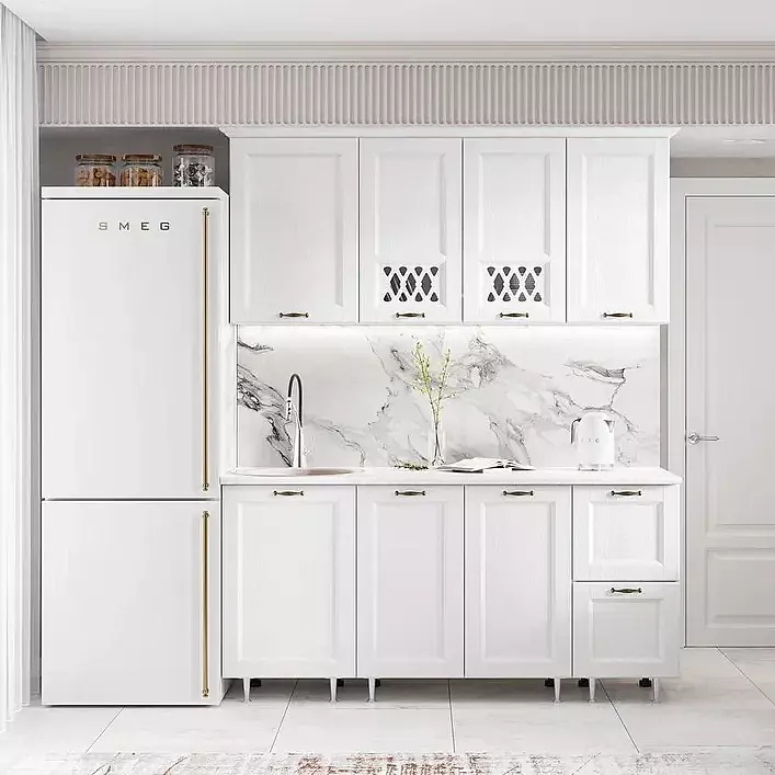 Кухня Милано 1,7м (490) (Белая текстурная, Белый (Антарес))