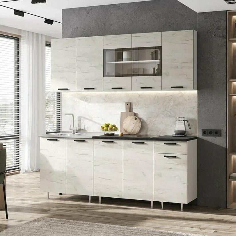 ЛДСП Кухня Рио NEW 1,8м (490) (Дуб Крафт Белый, Белый (Антарес))