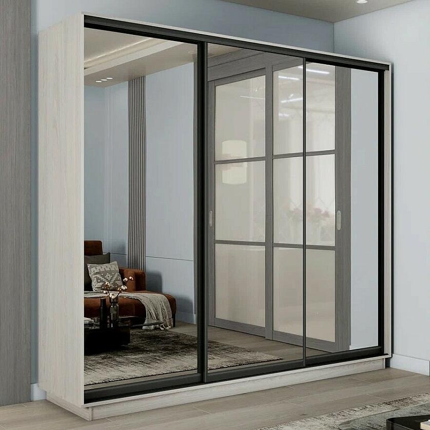 Шкаф-купе 1800x600x2400 Экспресс 2 Ясень Анкор светлый зеркало, ЛДСП