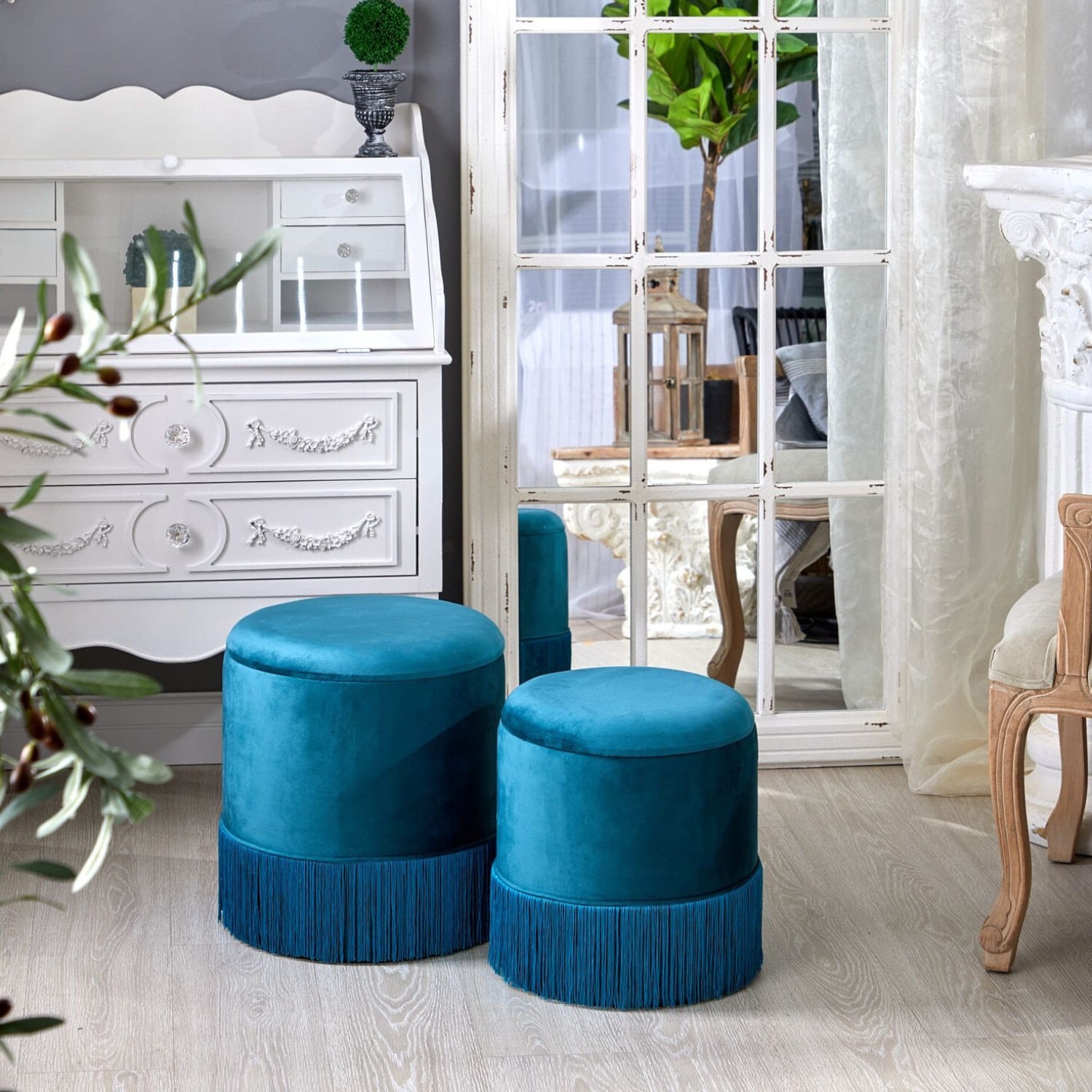 Пуф Glasar с крышкой синий 35х35х39 см photo 2