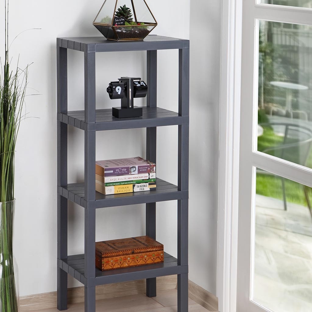 Полка модульная Baroness Home четырёхъярусная, серая 38х29х100 см photo 2