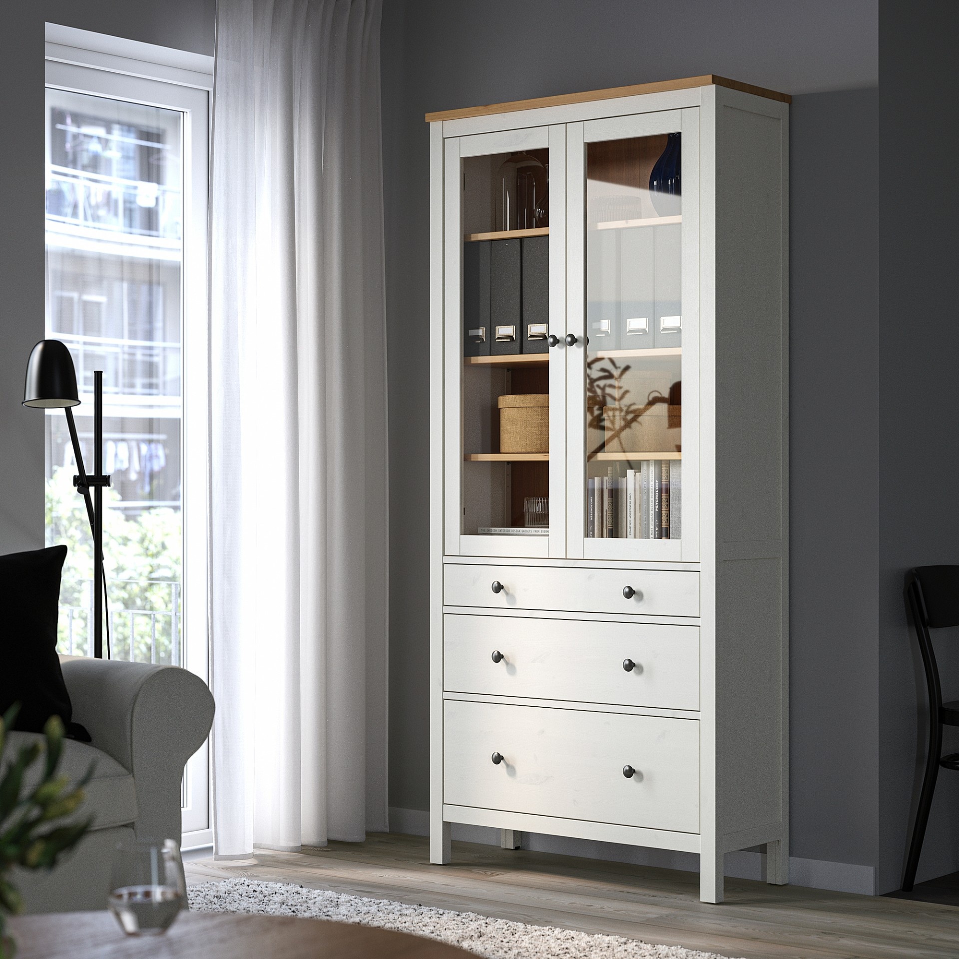 Шкаф Витрина 3 Hemnes Икея photo 4