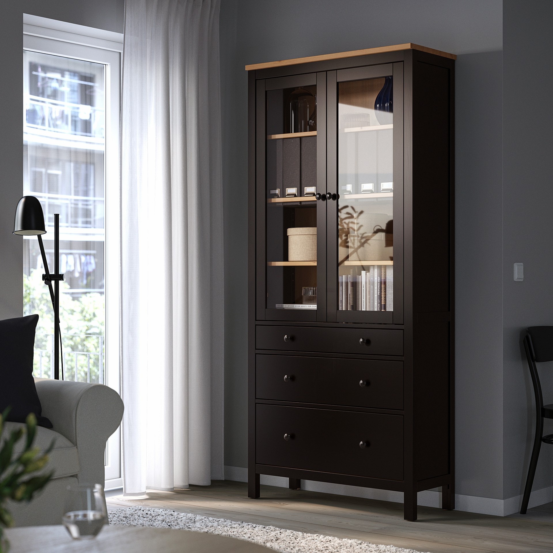 Шкаф Витрина 3 Hemnes Икея photo 5