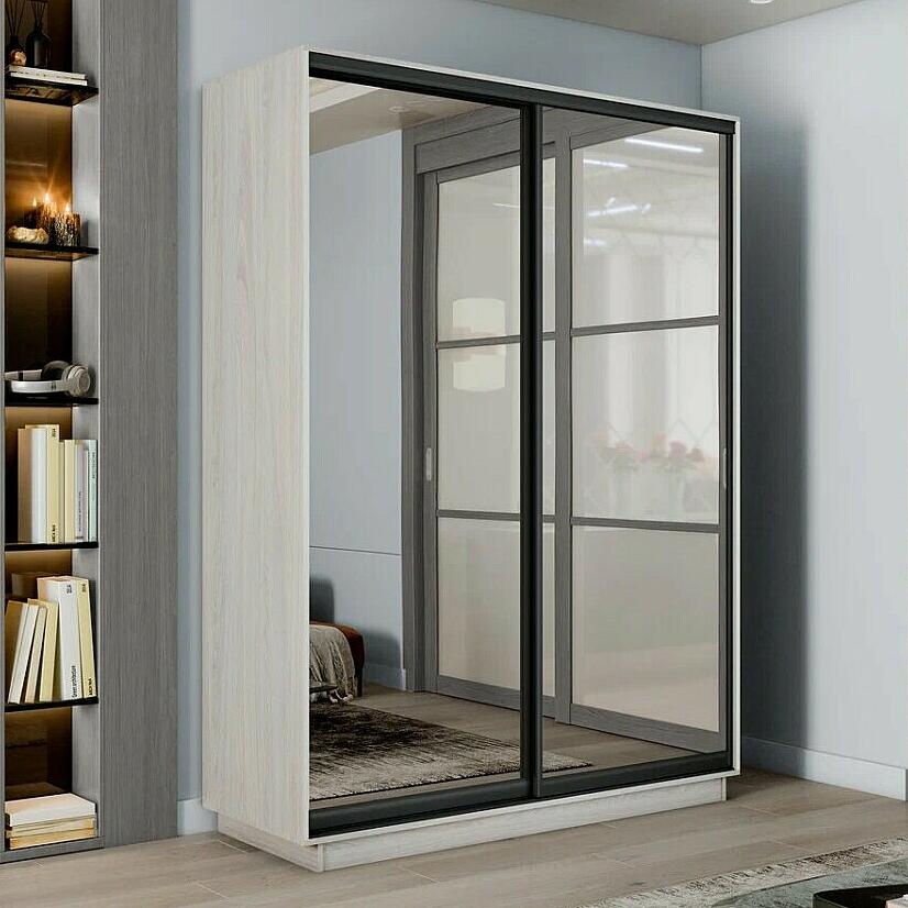 Шкаф-купе 1800x600x2400 Экспресс 2 Ясень Анкор светлый зеркало