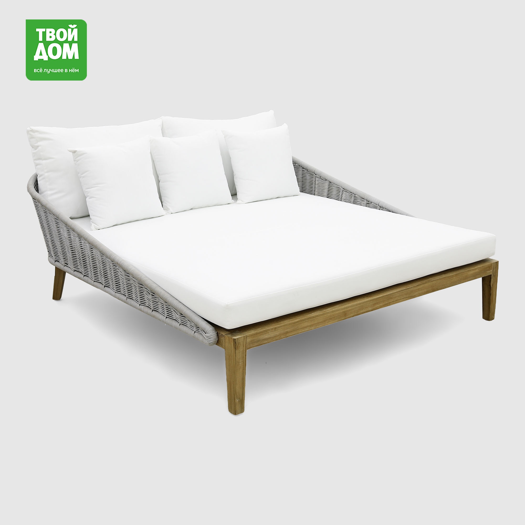 Диван-шезлонг Rumah Anda Komodo с подушками белый 180х160х80 см