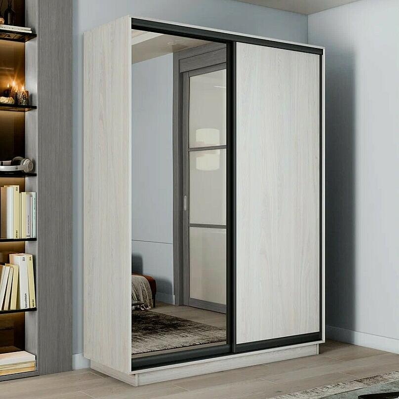 Шкаф-купе 1800x600x2400 Экспресс 2 Ясень Анкор светлый зеркало, ЛДСП
