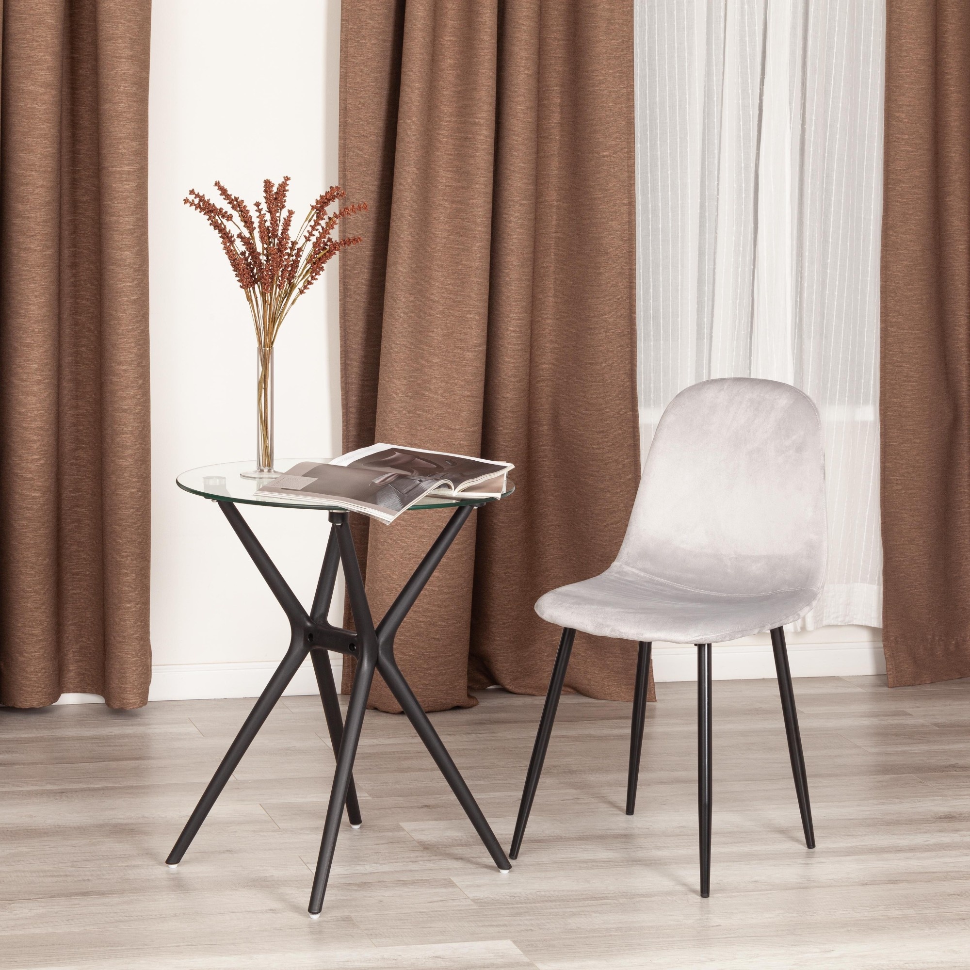 Стул TC серый с черным вельвет, металл 44х53х87 см photo 3