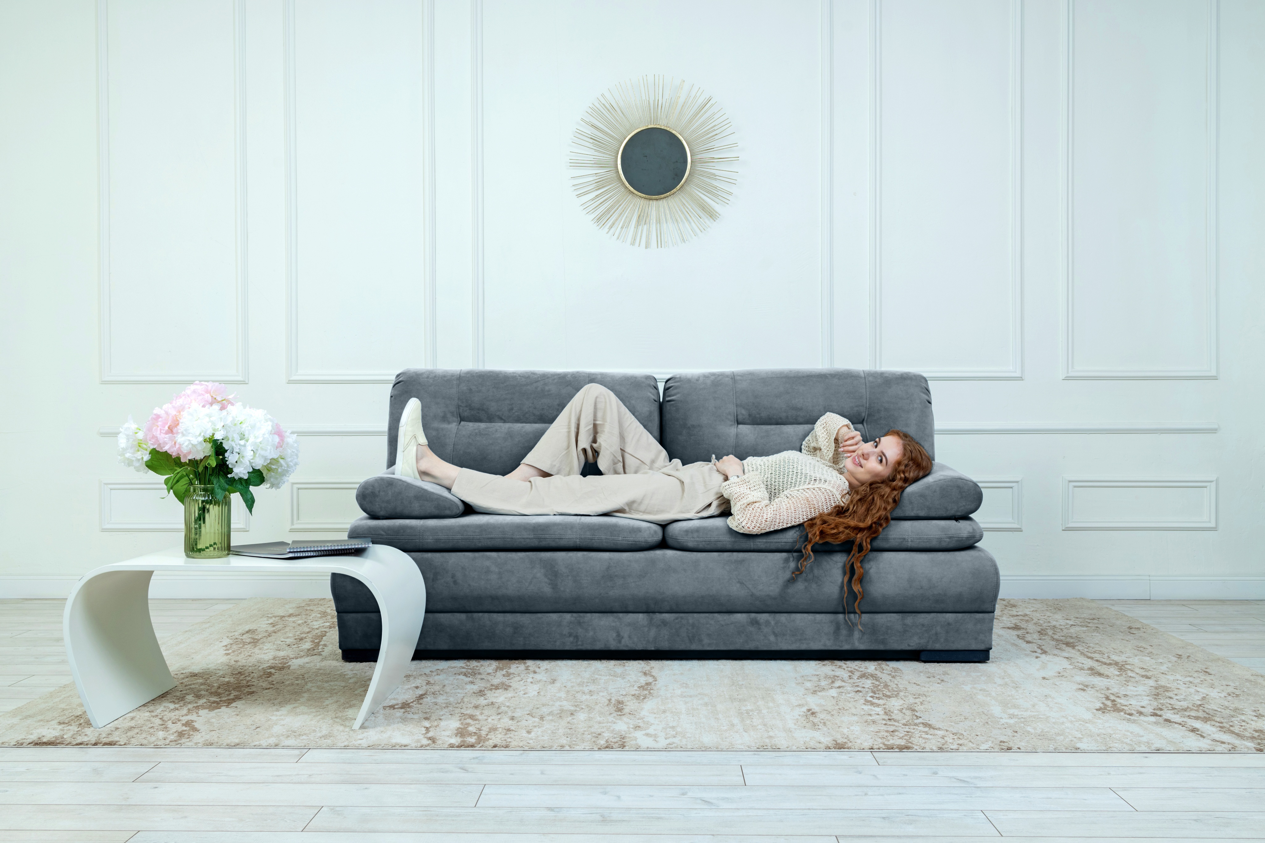 Прямой диван Sally, велюр photo 2