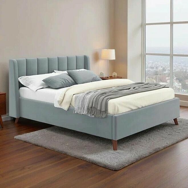 Кровать Betsi велюр серый с подъемным механизмом 1600x2000, ортопедическое основание, изголовье мягкое