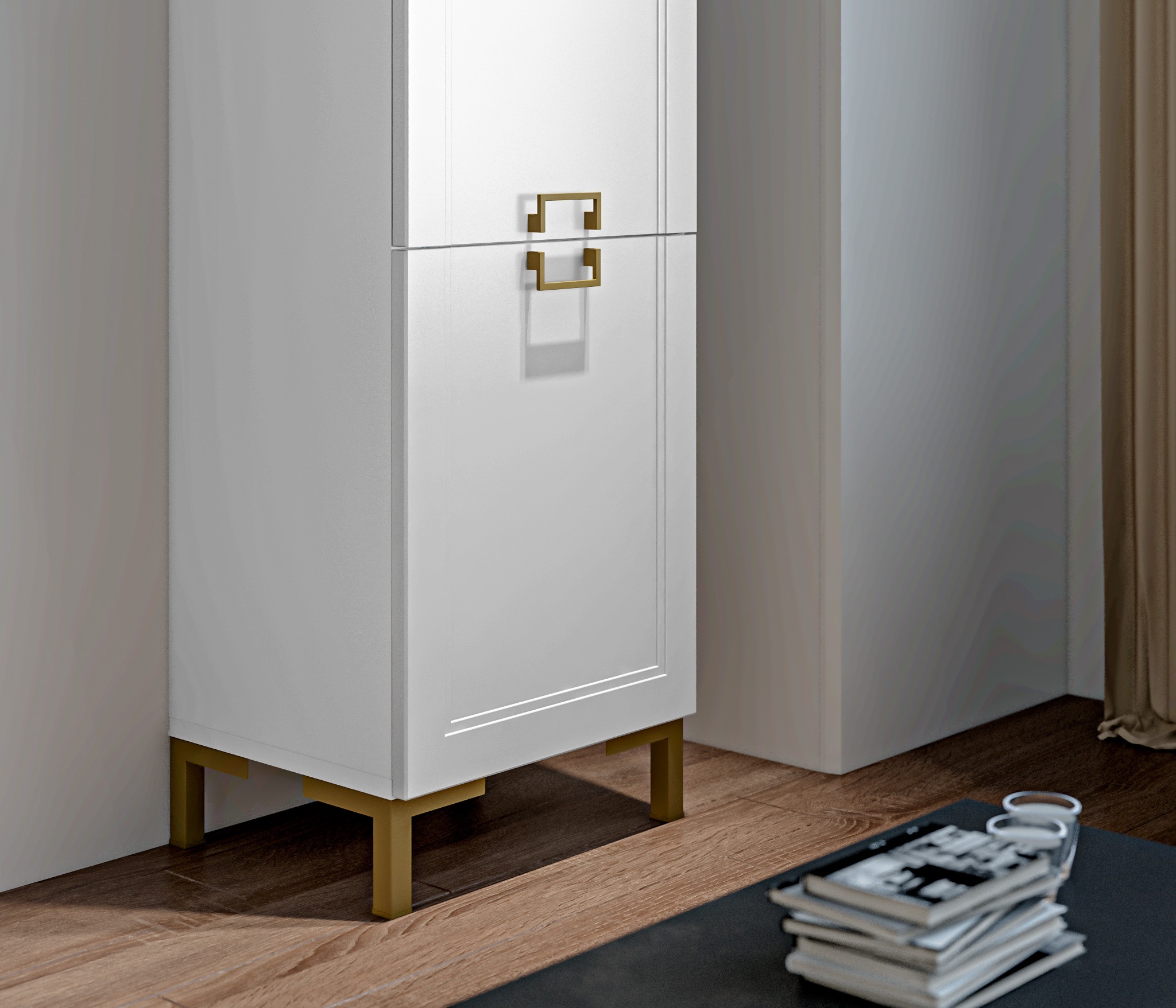 Шкаф-пенал Ассоль СБ-3430 Белый/МДФ Белый photo 5