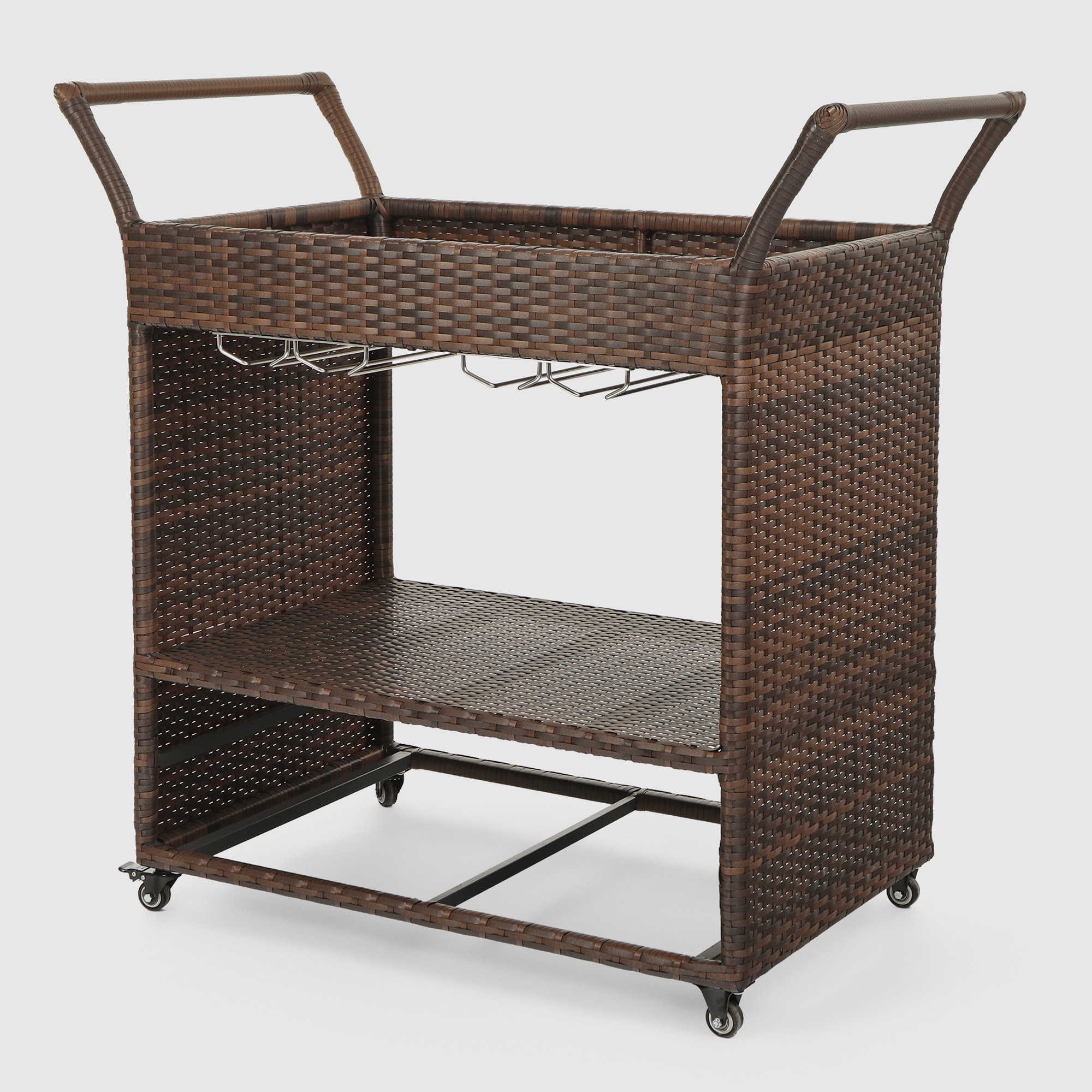 Стол-тележка Yuhang из искусственного ротанга коричневый 100х57х100 см photo 5