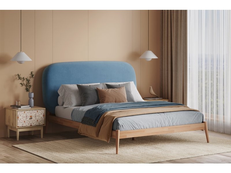 Кровать Саоми-Wood 160 Velvet Bluestone photo 2