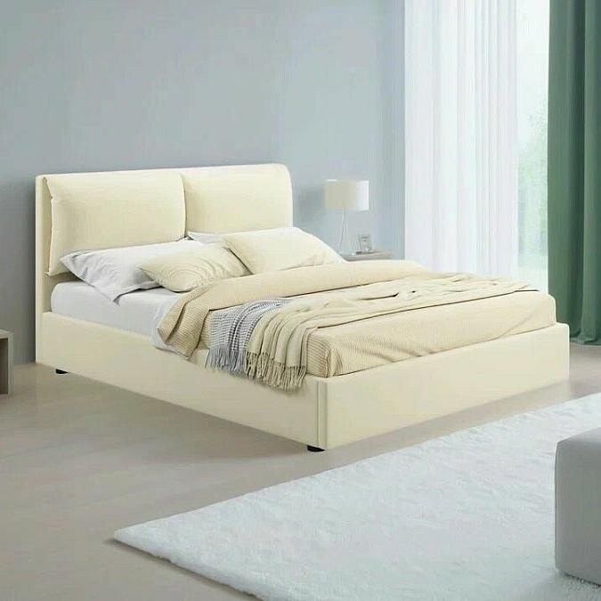 Кровать Vita велюр бежевый с подъемным механизмом 1800x2000, ортопедическое основание, изголовье мягкое