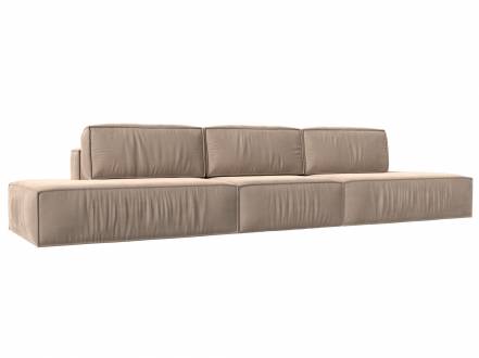 Прямой диван Прага лофт лонг, велюр, бежевый photo Прямой диван Прага лофт лонг, велюр, бежевый фото