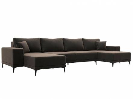 Диван П-образный Льюес Велюр Коричневый фото