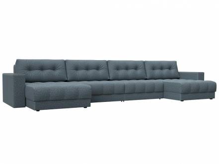 Диван п-образный с декором Лига-049 НПБ Лонг Рогожка Амур 05 коричневый фото