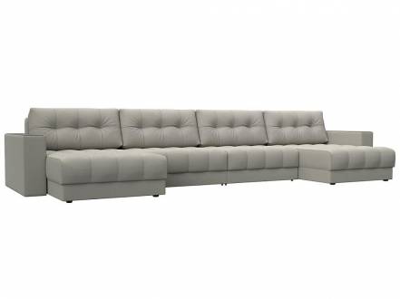 Диван п-образный с декором Лига-049 НПБ Лонг Рогожка Амур 02 бежевый фото